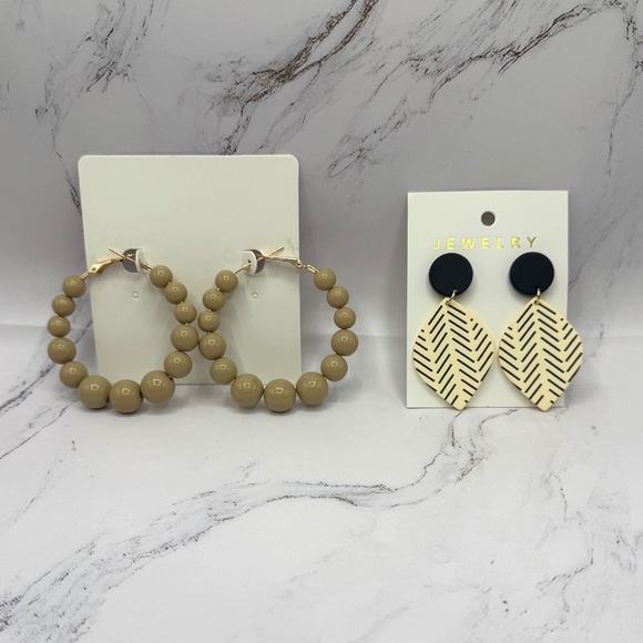 Black Leaf Drop Statement Earrings - Picture 1 of 5